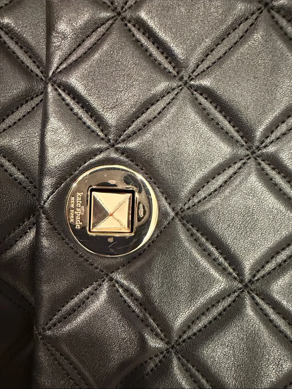 kate spade Medium Black Flap Quilted Shoulder and Crossbody Bag with Gold Chain